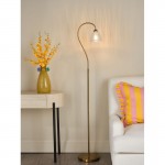 Glynis - Antique Bronze Floor Lamp with Ribbed Glass