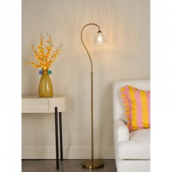 Glynis - Antique Bronze Floor Lamp with Ribbed Glass