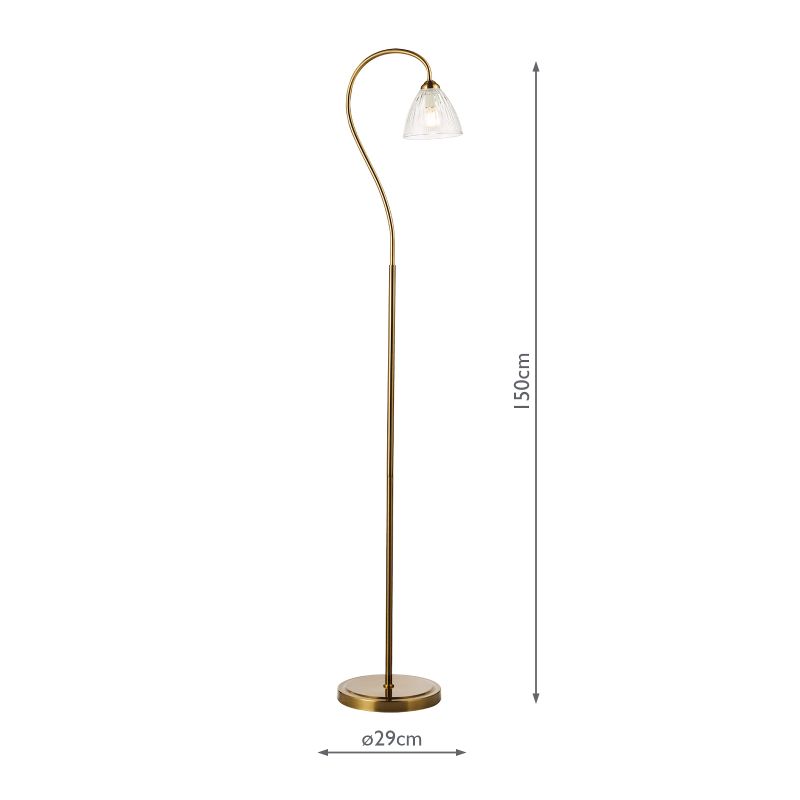 Dar-GLY4963 - Glynis - Antique Bronze Floor Lamp with Ribbed Glass