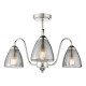 Dar-GLY5338 - Glynis - Nickel 3 Light Semi Flush with Smoked Ribbed Glass