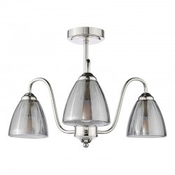 Glynis - Nickel 3 Light Semi Flush with Smoked Ribbed Glass Glynis - Nickel 3 Light Semi Flush with Smoked Ribbed Glass