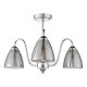 Dar-GLY5338 - Glynis - Nickel 3 Light Semi Flush with Smoked Ribbed Glass