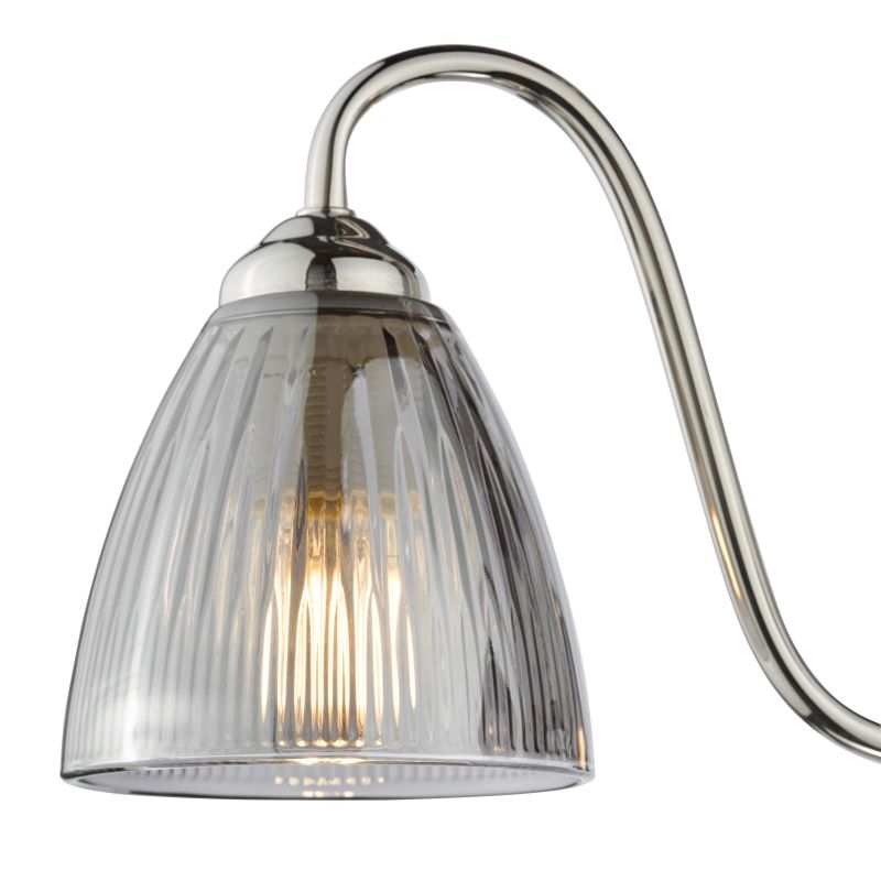 Dar-GLY5338 - Glynis - Nickel 3 Light Semi Flush with Smoked Ribbed Glass