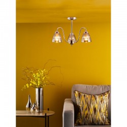 Glynis - Nickel 3 Light Semi Flush with Smoked Ribbed Glass Glynis - Nickel 3 Light Semi Flush with Smoked Ribbed Glass
