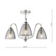 Dar-GLY5338 - Glynis - Nickel 3 Light Semi Flush with Smoked Ribbed Glass