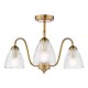 Dar-GLY5363 - Glynis - Antique Bronze 3 Light Semi Flush with Ribbed Glass