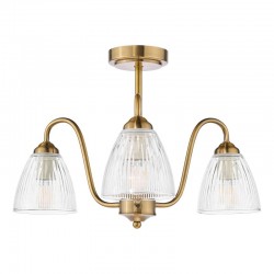 Glynis - Antique Bronze 3 Light Semi Flush with Ribbed Glass Glynis - Antique Bronze 3 Light Semi Flush with Ribbed Glass