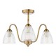 Dar-GLY5363 - Glynis - Antique Bronze 3 Light Semi Flush with Ribbed Glass