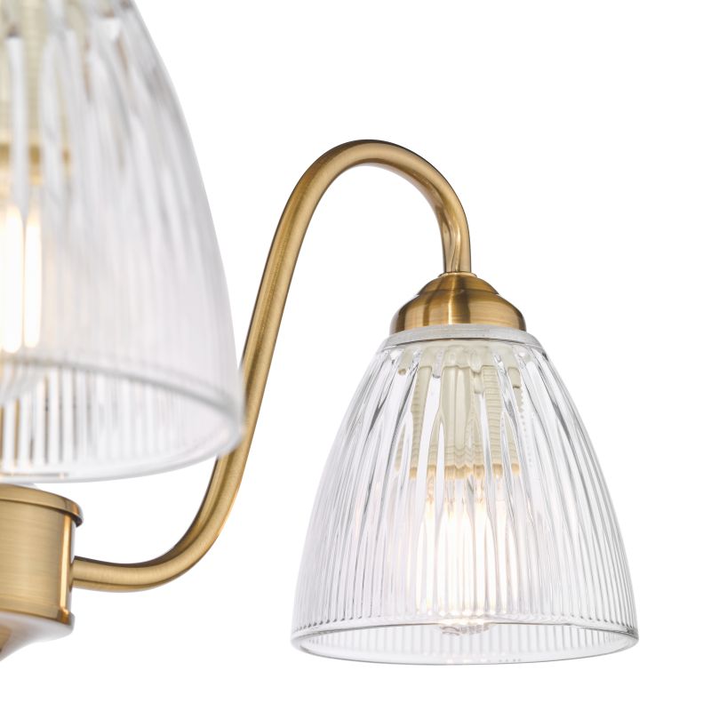 Dar-GLY5363 - Glynis - Antique Bronze 3 Light Semi Flush with Ribbed Glass