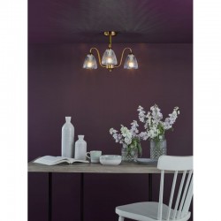 Glynis - Antique Bronze 3 Light Semi Flush with Ribbed Glass Glynis - Antique Bronze 3 Light Semi Flush with Ribbed Glass