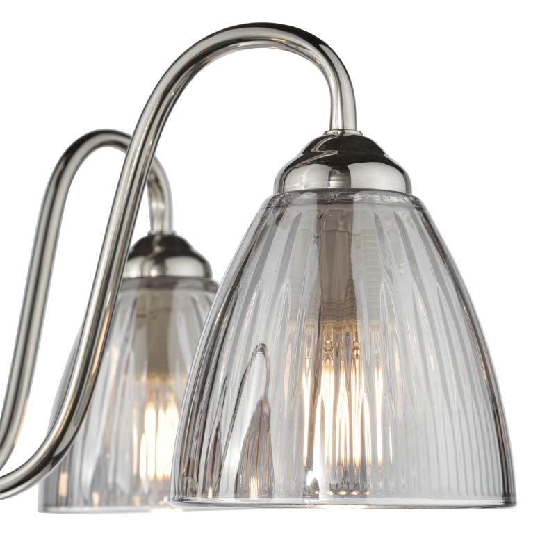 Dar-GLY5438 - Glynis - Nickel 5 Light Semi Flush with Smoked Ribbed Glass