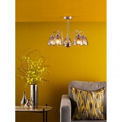 Glynis - Nickel 5 Light Semi Flush with Smoked Ribbed Glass Glynis - Nickel 5 Light Semi Flush with Smoked Ribbed Glass