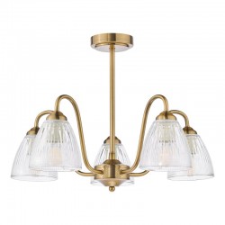 Glynis - Antique Bronze 5 Light Semi Flush with Ribbed Glass Glynis - Antique Bronze 5 Light Semi Flush with Ribbed Glass