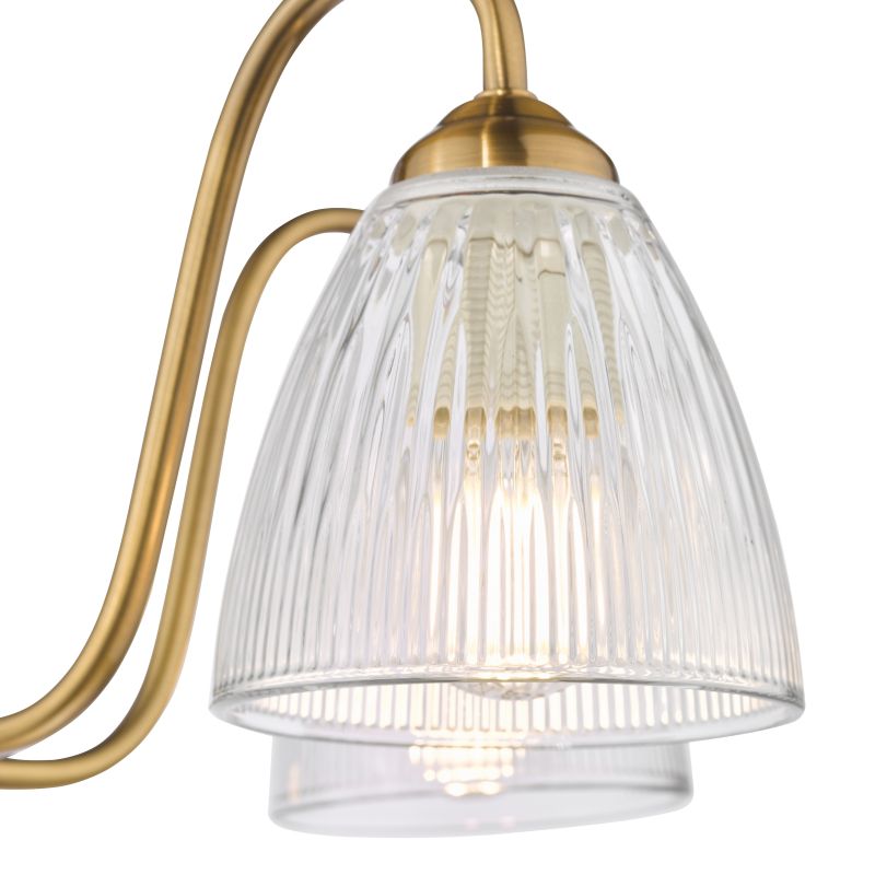 Dar-GLY5463 - Glynis - Antique Bronze 5 Light Semi Flush with Ribbed Glass