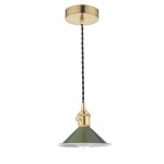 Hadano - Natural Brass Small Pendant with Olive Green Shade Hadano - Natural Brass Small Pendant with Olive Green Shade