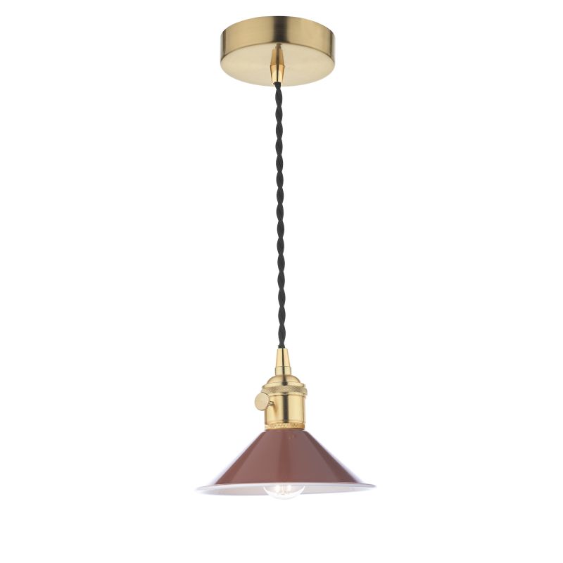 Dar_Vol3-HAD0140-08 - Hadano - Natural Brass Small Pendant with Red Gloss Shade