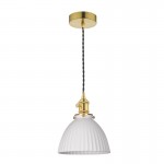 Hadano - Brass Small Pendant with White Ceramic Shade Hadano - Brass Small Pendant with White Ceramic Shade