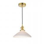 Hadano - Brass Small Pendant with White Ceramic Shade Hadano - Brass Small Pendant with White Ceramic Shade