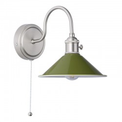 Hadano - Antique Chrome Wall Lamp with Olive Green Shade Hadano - Antique Chrome Wall Lamp with Olive Green Shade