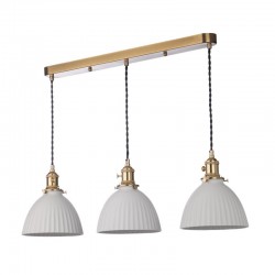 Hadano - Brass 3 Light over Island Fitting with White Ceramic Shades Hadano - Brass 3 Light over Island Fitting with White Ceramic Shades