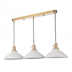 Hadano - Brass 3 Light over Island Fitting with White Ceramic Shades Hadano - Brass 3 Light over Island Fitting with White Ceramic Shades