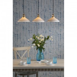Hadano - Brass 3 Light over Island Fitting with White Ceramic Shades Hadano - Brass 3 Light over Island Fitting with White Ceramic Shades