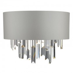 Halle - Grey Fabric with Crystal 2 Light Wall Lamp Halle - Grey Fabric with Crystal 2 Light Wall Lamp