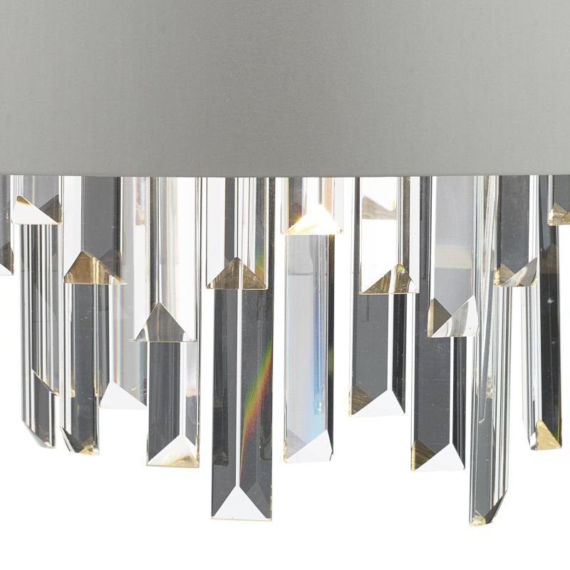 Dar-HAL0939 - Halle - Grey Fabric with Crystal 2 Light Wall Lamp