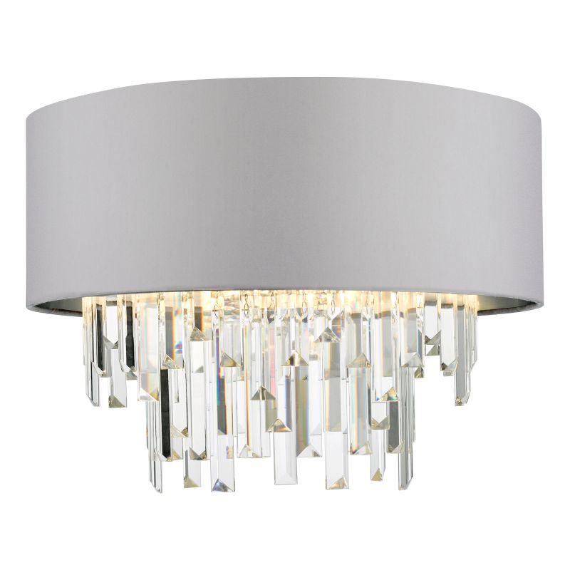 Dar-HAL5439 - Halle - Grey Fabric with Crystal 4 Light Ceiling Lamp