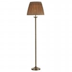 Hatton - Antique Brass Floor Lamp with Grey Gold Shade Hatton - Antique Brass Floor Lamp with Grey Gold Shade