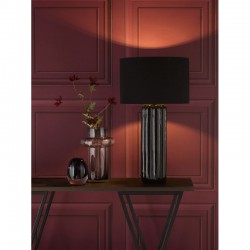 Hebron - Black Ceramic Table Lamp with Black Linen Shade