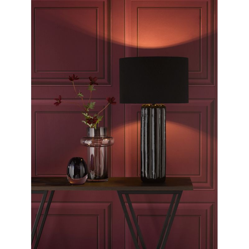 Dar-HEB4222 - Hebron - Black Ceramic Table Lamp with Black Linen Shade