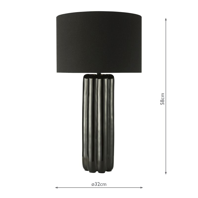 Dar-HEB4222 - Hebron - Black Ceramic Table Lamp with Black Linen Shade