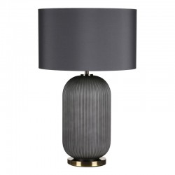 Helicon - Grey Ribbed Glass & Antique Brass Table Lamp with Grey Shade Helicon - Grey Ribbed Glass & Antique Brass Table Lamp with Grey Shade