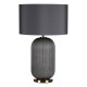 Dar-HEL4239 - Helicon - Grey Ribbed Glass & Antique Brass Table Lamp with Grey Shade