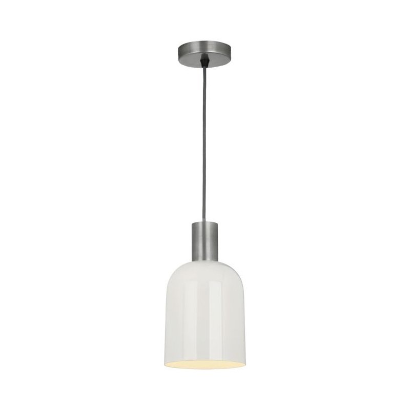 Ceiling Lights - Hester - Ivory Gloss with Chrome Single Hanging Pendant Dar-HES0133 - Hester - Ivory Gloss with Chrome Single Hanging Pendant