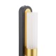 Dar_Vol3-HES0954 - Hessel - Black & Gold 2 Light LED Wall Lamp with Ribbed Frosted Glass