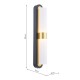 Dar_Vol3-HES0954 - Hessel - Black & Gold 2 Light LED Wall Lamp with Ribbed Frosted Glass