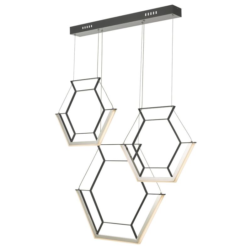 Kitchen Lights - Hexagon - LED Black Hexagon 3 Light Bar Cluster Pendant Dar-HEX0322 - Hexagon - LED Black Hexagon 3 Light Bar Cluster Pendant