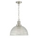 Ceiling Lights - Hodges - Textured Clear Glass and Satin Nickel Pendant Dar-HOD0146 - Hodges - Textured Clear Glass and Satin Nickel Pendant