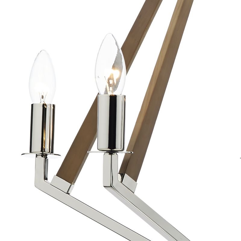 Dar-HOT0538 - Hotel - Polished Nickel with Wood 5 Light Centre Fitting