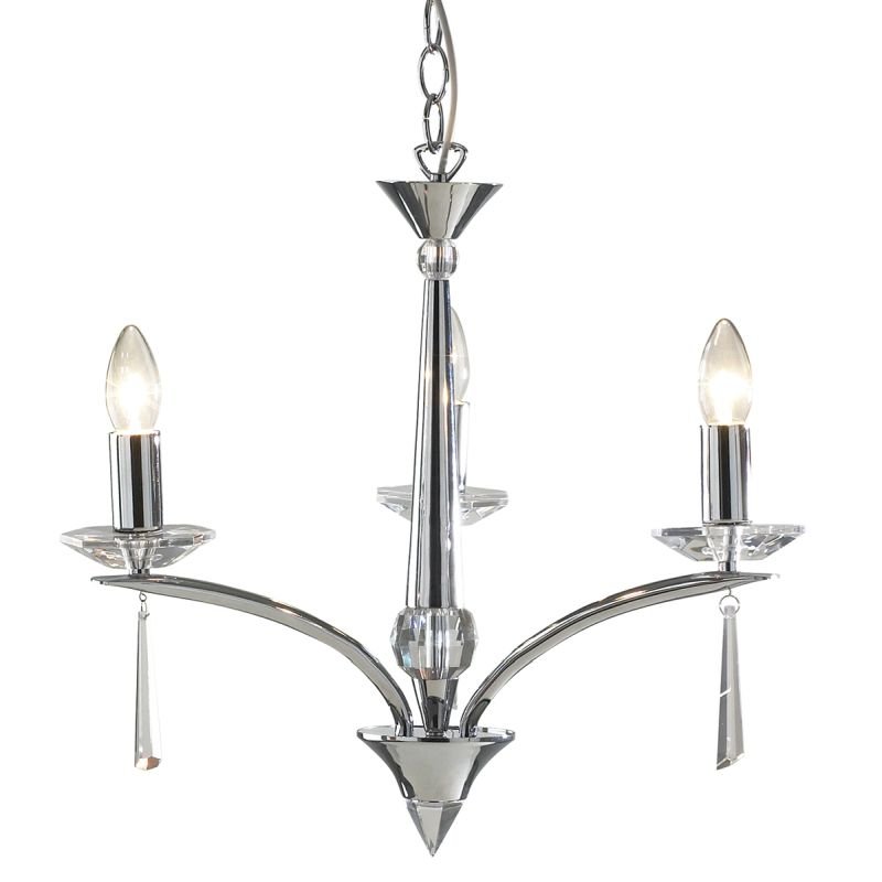Dar-HYP0350 - Hyperion - Polished Chrome and Crystal 3 Light Centre Fitting