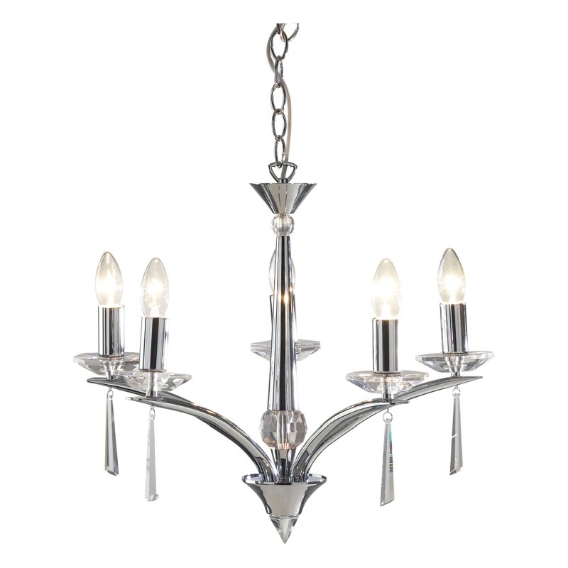 Ceiling Lights - Hyperion - Polished Chrome and Crystal 5 Light Centre Fitting Dar-HYP0550 - Hyperion - Polished Chrome and Crystal 5 Light Centre Fitting
