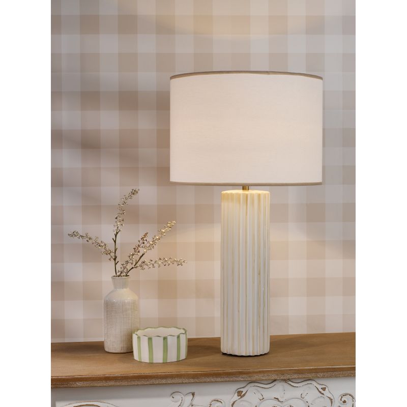 Dar-IDE4229 - Idella - Taupe Ceramic Table Lamp with White Shade