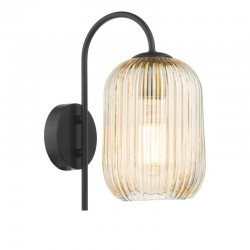 Idra - Black Wall Lamp with Amber Ribbed Glass Idra - Black Wall Lamp with Amber Ribbed Glass