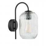 Idra - Black Wall Lamp with Clear Ribbed Glass Idra - Black Wall Lamp with Clear Ribbed Glass