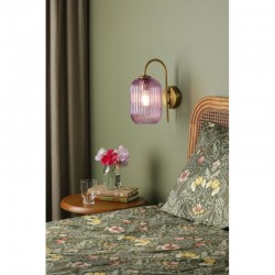 Idra - Aged Bronze Wall Lamp with Pink Ribbed Glass