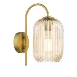 Idra - Aged Bronze Wall Lamp with Amber Ribbed Glass Idra - Aged Bronze Wall Lamp with Amber Ribbed Glass