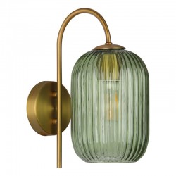 Idra - Aged Bronze Wall Lamp with Green Ribbed Glass Idra - Aged Bronze Wall Lamp with Green Ribbed Glass