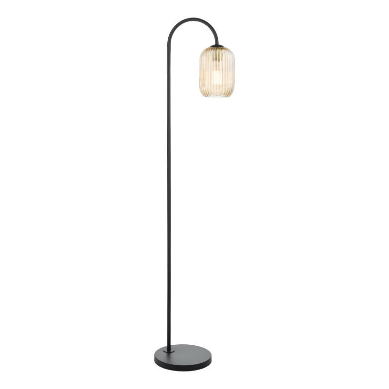 Dar_Vol3-IDR4922-SAW6506 - Idra - Black Floor Lamp with Amber Ribbed Glass
